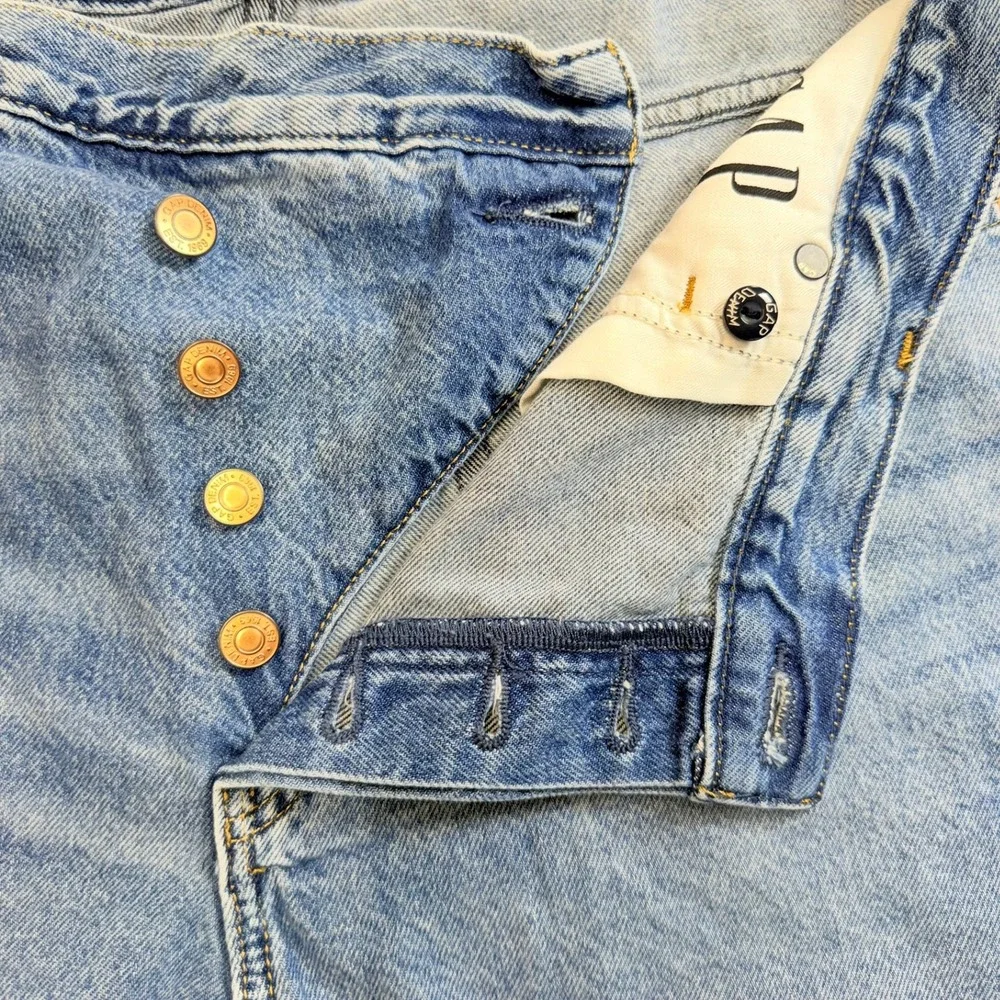 GAP Women's Fast Long Tape Crossover‎ Waist Baggy Jeans Med Wash 100% Cotton 14S